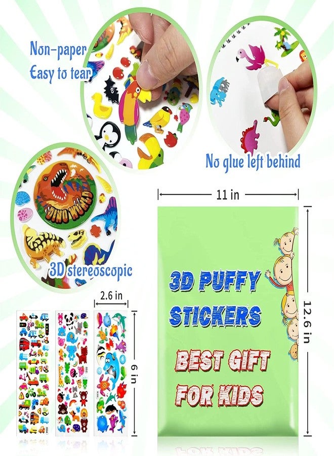 Gifting Square Self-Adhesive Metal Cartoon Polyvinyl Chloride Puffy 3D Cute Stickers Funny for Kids On Gifts (10 Sheet), 16 x 7 x 0.1 Centimeters - Image 2